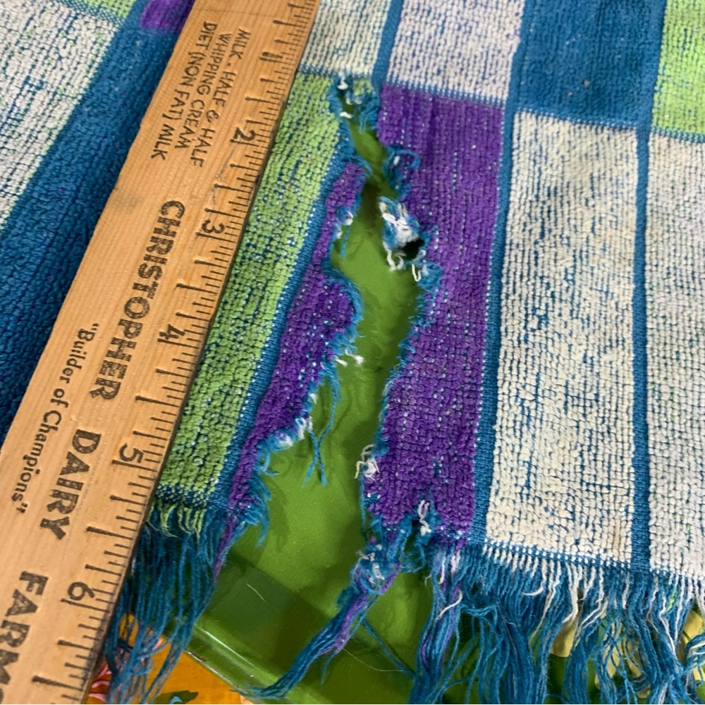 70s Color Block Towel *Torn* - Picture 3 of 7
